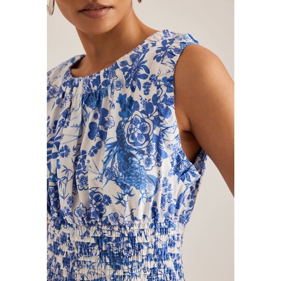Anthropologie Sleeveless Poplin Smocked Midi Dress - Picture 5 of 10